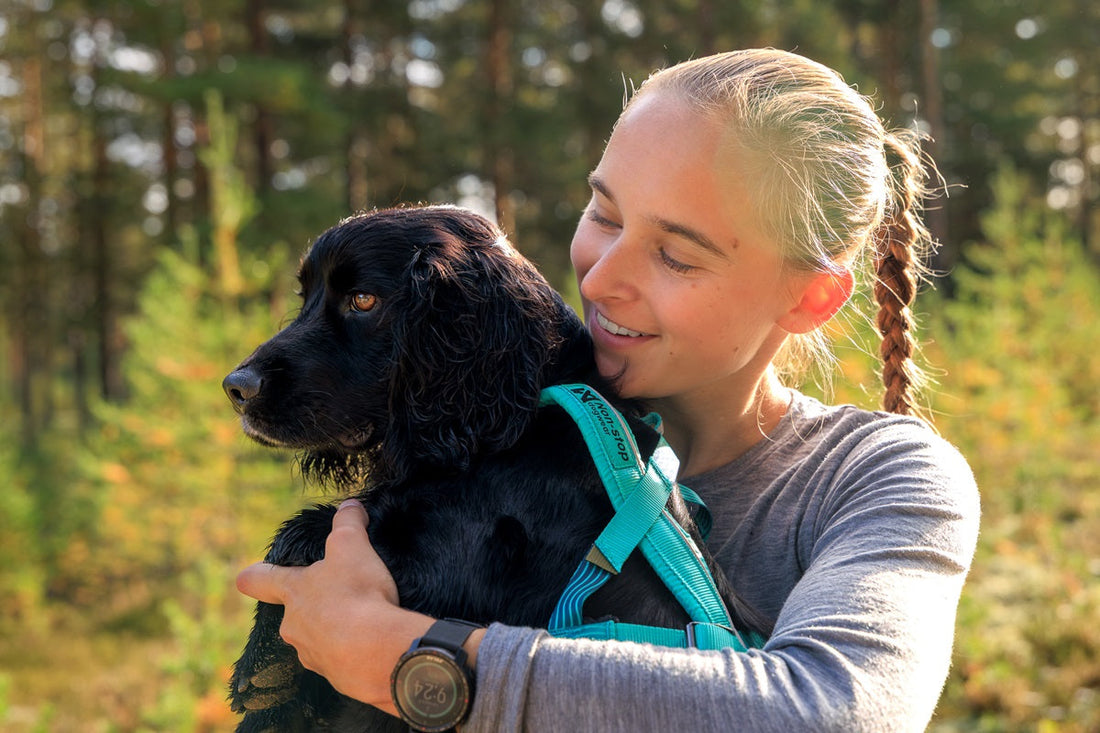 Andrine with her Cocker spaniel