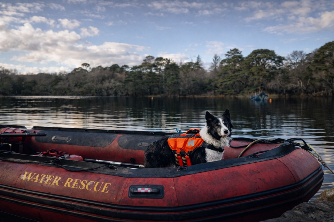 K9 Murphy on a search and rescue boat